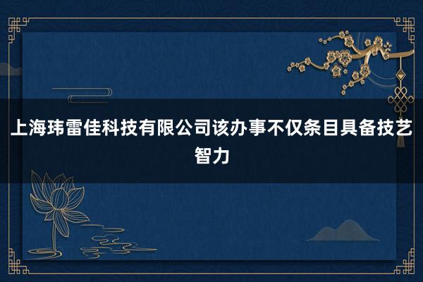 上海玮雷佳科技有限公司该办事不仅条目具备技艺智力